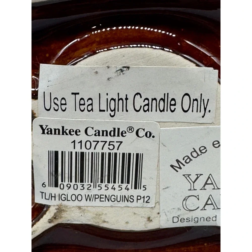 Yankee Candle Igloo Penguins Tealight Holder Tan Ceramic Ronnie Walter 1107757